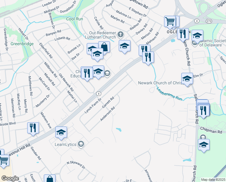 map of restaurants, bars, coffee shops, grocery stores, and more near in Newark