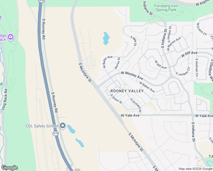 map of restaurants, bars, coffee shops, grocery stores, and more near 15584 West Baker Avenue in Lakewood