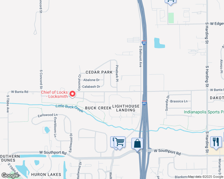 map of restaurants, bars, coffee shops, grocery stores, and more near 2315 Spur Point Drive in Indianapolis