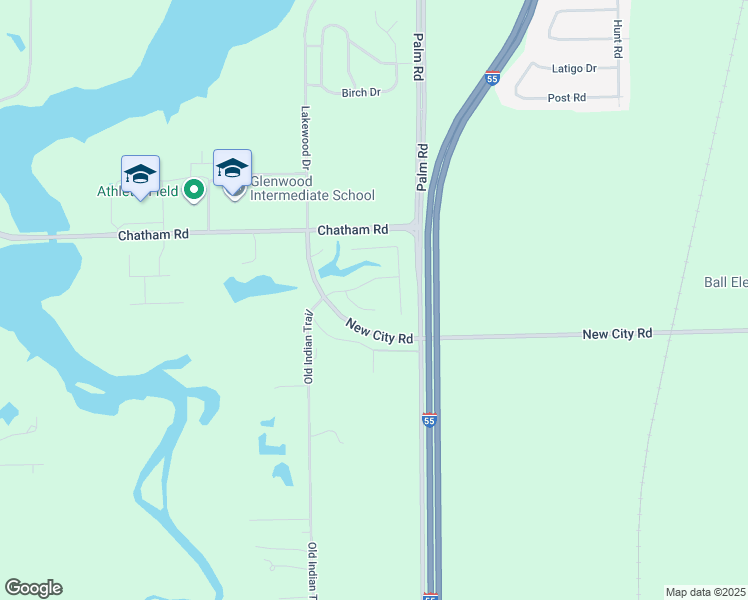 map of restaurants, bars, coffee shops, grocery stores, and more near County Highway 40 in Chatham