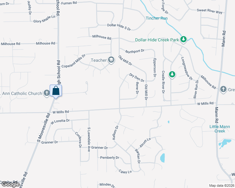 map of restaurants, bars, coffee shops, grocery stores, and more near 6326 Kellum Drive in Indianapolis