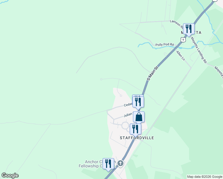 map of restaurants, bars, coffee shops, grocery stores, and more near 6 Royce Court in Stafford Township