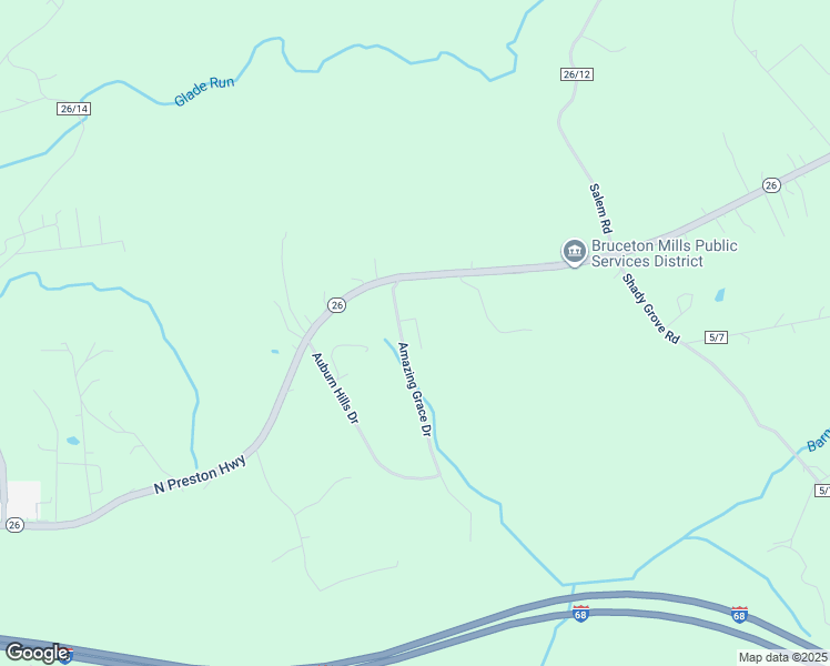 map of restaurants, bars, coffee shops, grocery stores, and more near 47 Krysview Drive in Bruceton Mills