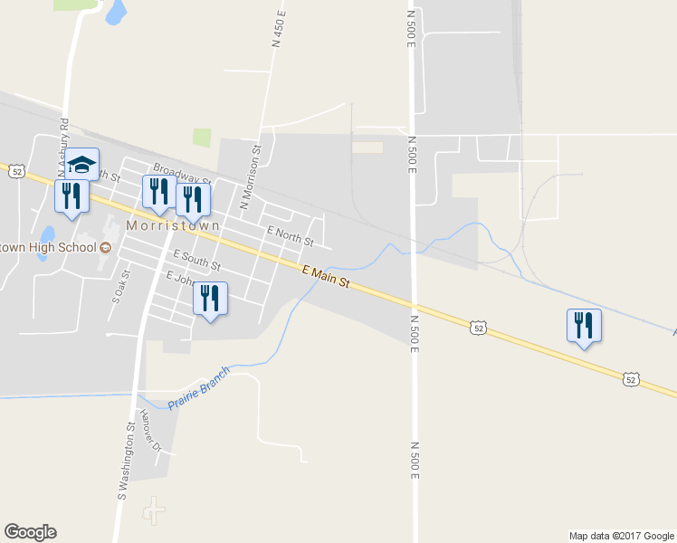 map of restaurants, bars, coffee shops, grocery stores, and more near 508 East Main Street in Morristown