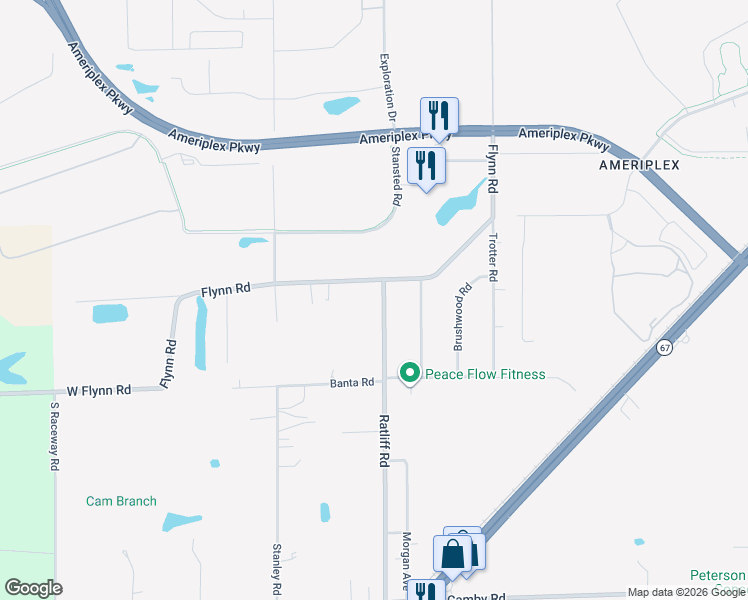 map of restaurants, bars, coffee shops, grocery stores, and more near 6308 Ratliff Road in Indianapolis