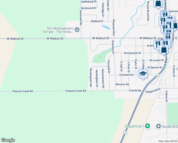 map of restaurants, bars, coffee shops, grocery stores, and more near 66 Buckingham Road in Chatham