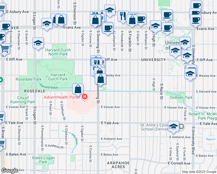 map of restaurants, bars, coffee shops, grocery stores, and more near in 