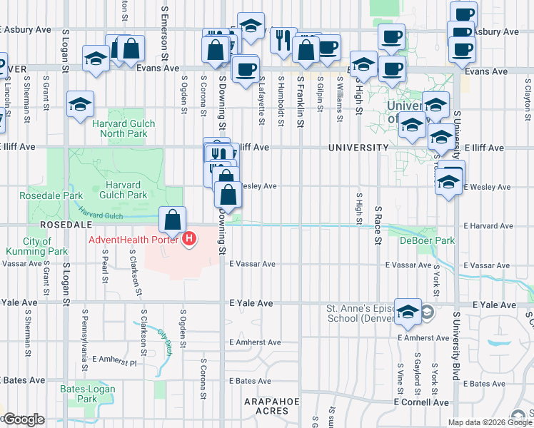 map of restaurants, bars, coffee shops, grocery stores, and more near in 