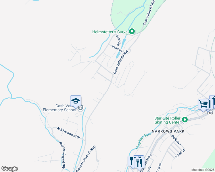 map of restaurants, bars, coffee shops, grocery stores, and more near 10905 Cash Valley Road Northwest in La Vale