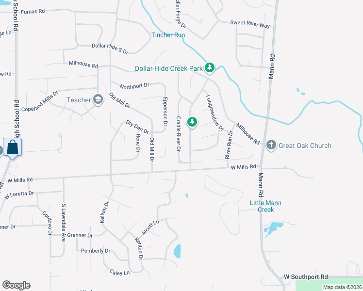 map of restaurants, bars, coffee shops, grocery stores, and more near 6333 Cradle River Drive in Indianapolis