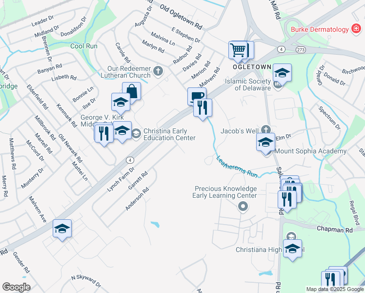map of restaurants, bars, coffee shops, grocery stores, and more near 16 Todd Lane in Newark