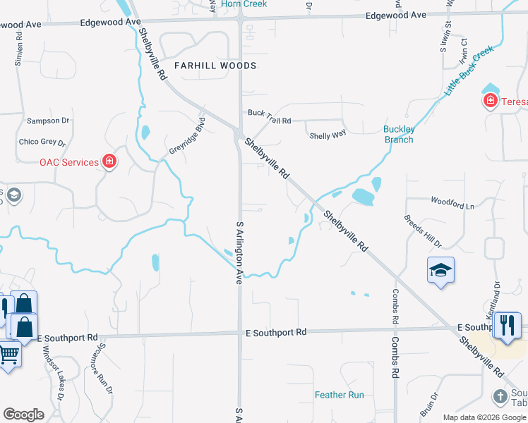 map of restaurants, bars, coffee shops, grocery stores, and more near 6549 South Arlington Avenue in Indianapolis