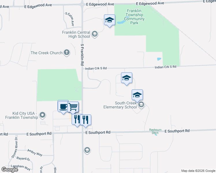 map of restaurants, bars, coffee shops, grocery stores, and more near 6638 Coppel Lane in Indianapolis