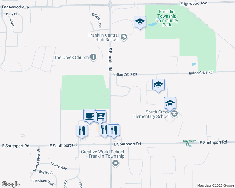 map of restaurants, bars, coffee shops, grocery stores, and more near 8440 Coppel Lane in Indianapolis