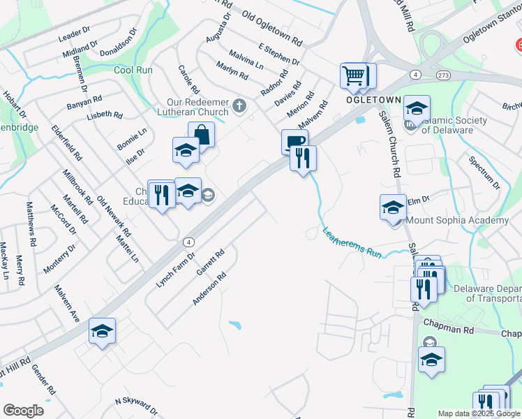 map of restaurants, bars, coffee shops, grocery stores, and more near 16 Todd Lane in Newark