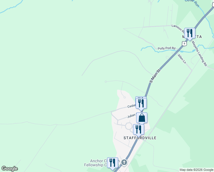 map of restaurants, bars, coffee shops, grocery stores, and more near 35 Rodeo Drive in Stafford Township