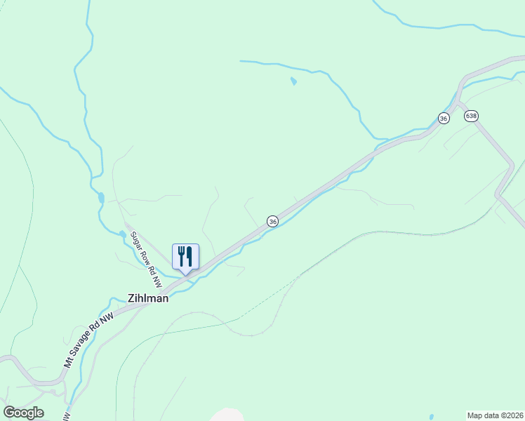 map of restaurants, bars, coffee shops, grocery stores, and more near 17317 Mount Savage Road Northwest in Frostburg