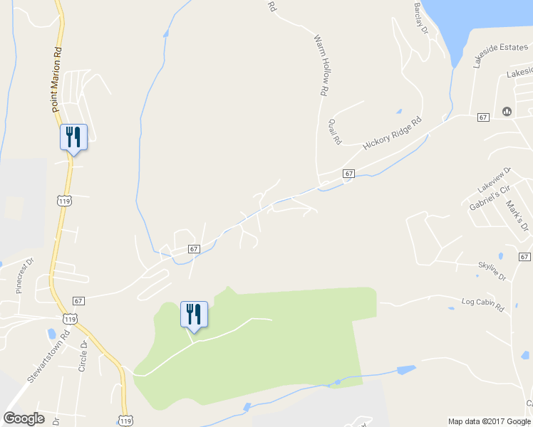 map of restaurants, bars, coffee shops, grocery stores, and more near 1125 Canyon Road in Morgantown