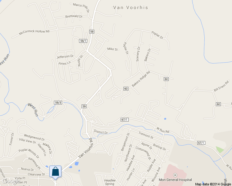 map of restaurants, bars, coffee shops, grocery stores, and more near 93 St Clairs Village in Morgantown