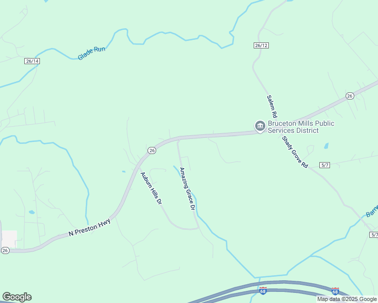 map of restaurants, bars, coffee shops, grocery stores, and more near 47 Krysview Drive in Bruceton Mills