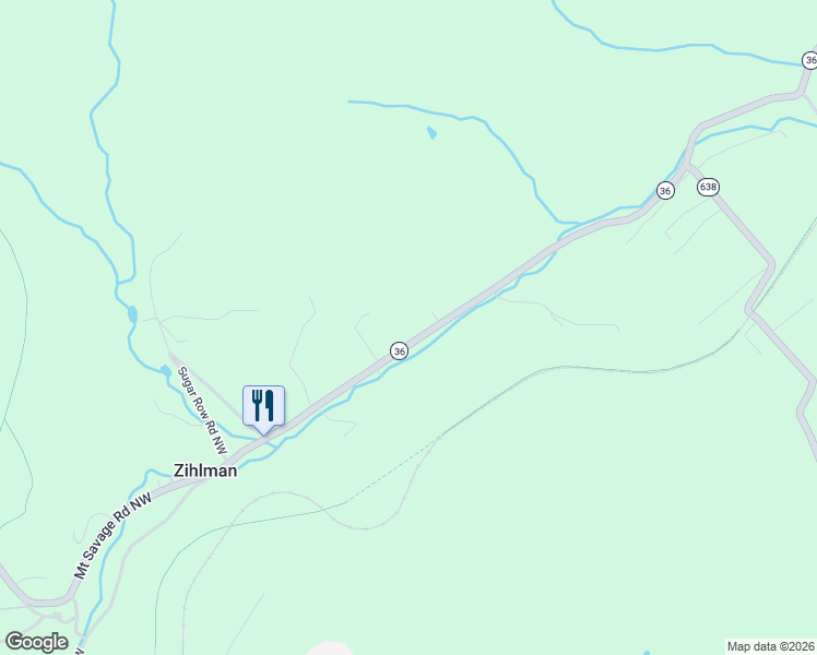 map of restaurants, bars, coffee shops, grocery stores, and more near 17317 Mount Savage Road Northwest in Frostburg