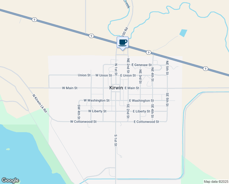 map of restaurants, bars, coffee shops, grocery stores, and more near 98 South 1st Street in Kirwin