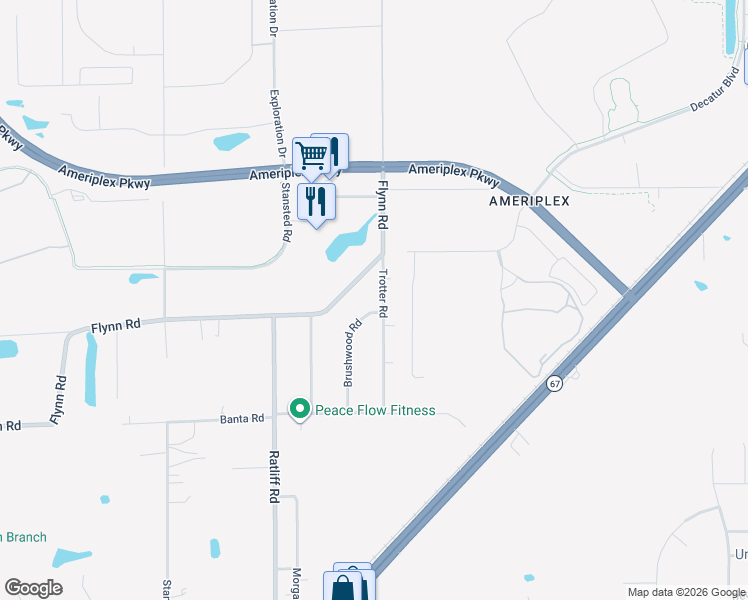 map of restaurants, bars, coffee shops, grocery stores, and more near 6203 Flynn Road in Indianapolis