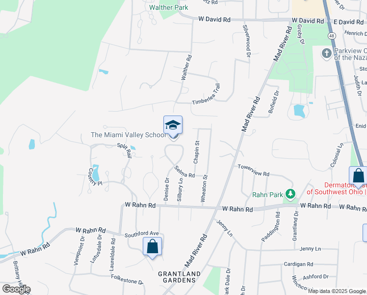 map of restaurants, bars, coffee shops, grocery stores, and more near 5151 Denise Drive in Dayton
