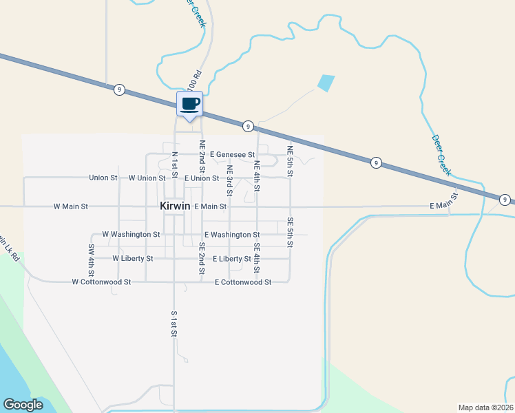 map of restaurants, bars, coffee shops, grocery stores, and more near East Main Street in Kirwin