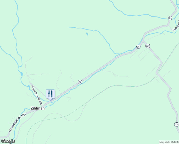 map of restaurants, bars, coffee shops, grocery stores, and more near 17213 Mount Savage Road Northwest in Frostburg