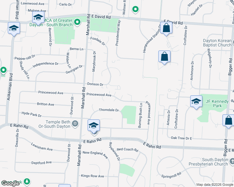 map of restaurants, bars, coffee shops, grocery stores, and more near 1348 Donson Circle in Dayton