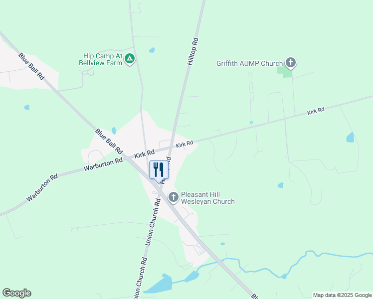map of restaurants, bars, coffee shops, grocery stores, and more near 110 Kirk Road in Elkton