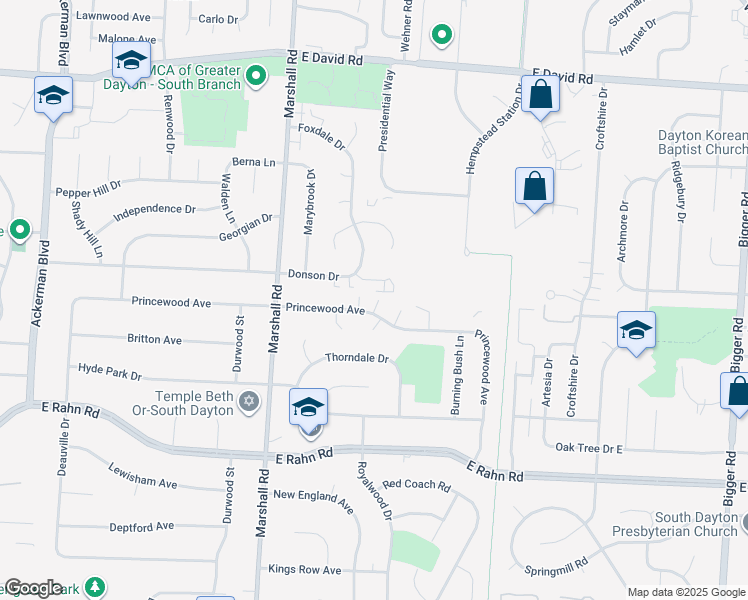 map of restaurants, bars, coffee shops, grocery stores, and more near 1348 Donson Circle in Dayton