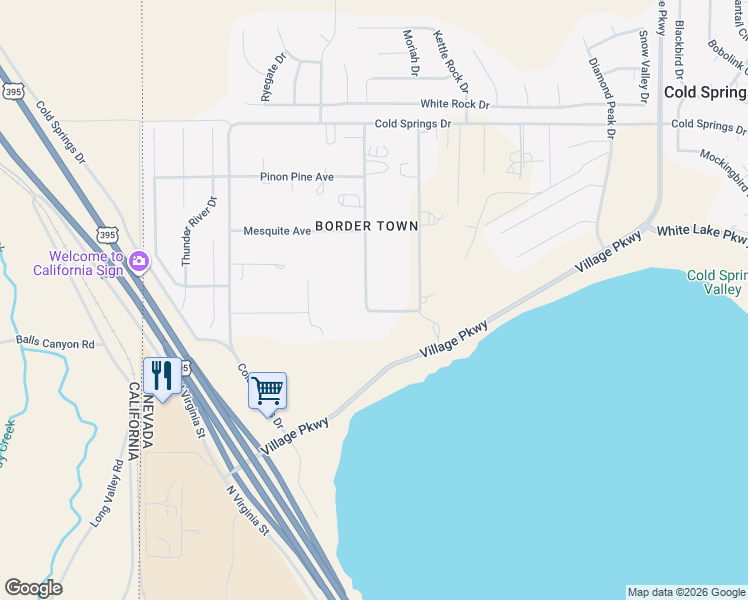 map of restaurants, bars, coffee shops, grocery stores, and more near 17660 West Aspen Circle in Reno