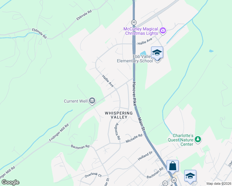 map of restaurants, bars, coffee shops, grocery stores, and more near 2733 Fridinger Mill Road in Manchester