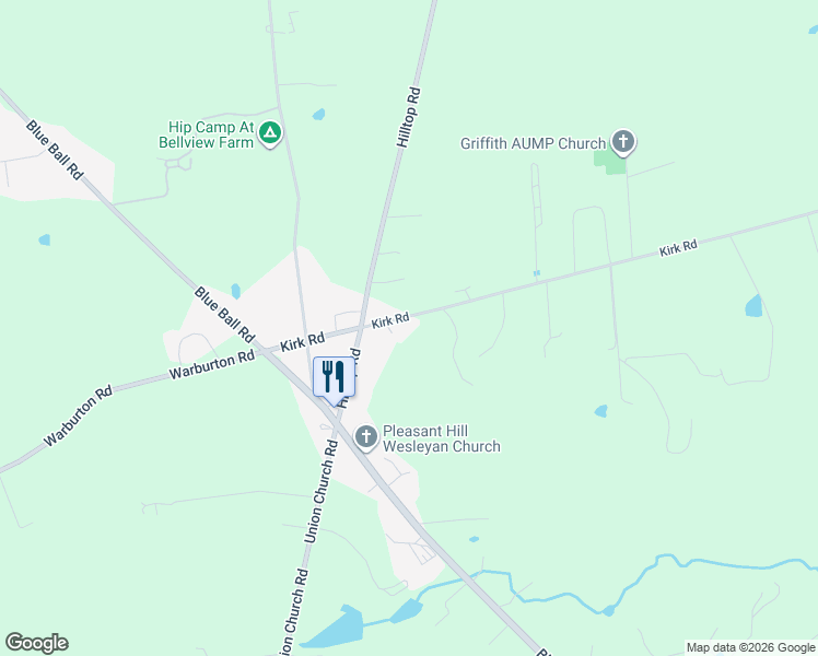 map of restaurants, bars, coffee shops, grocery stores, and more near 110 Kirk Road in Elkton