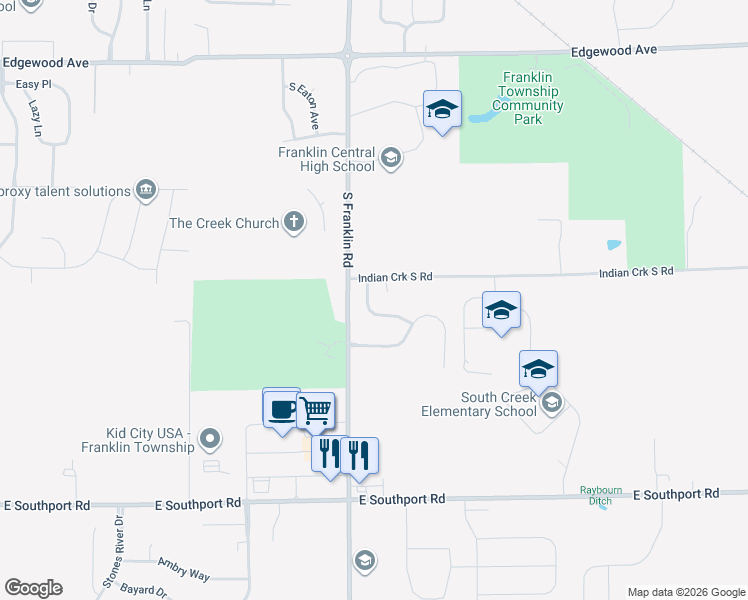 map of restaurants, bars, coffee shops, grocery stores, and more near 6529 Caressa Way in Indianapolis