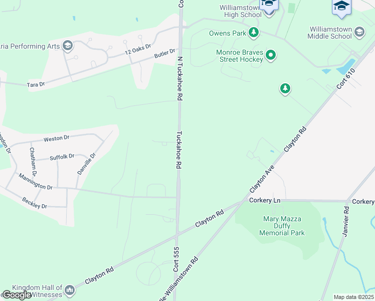 map of restaurants, bars, coffee shops, grocery stores, and more near 382 North Tuckahoe Road in Monroe