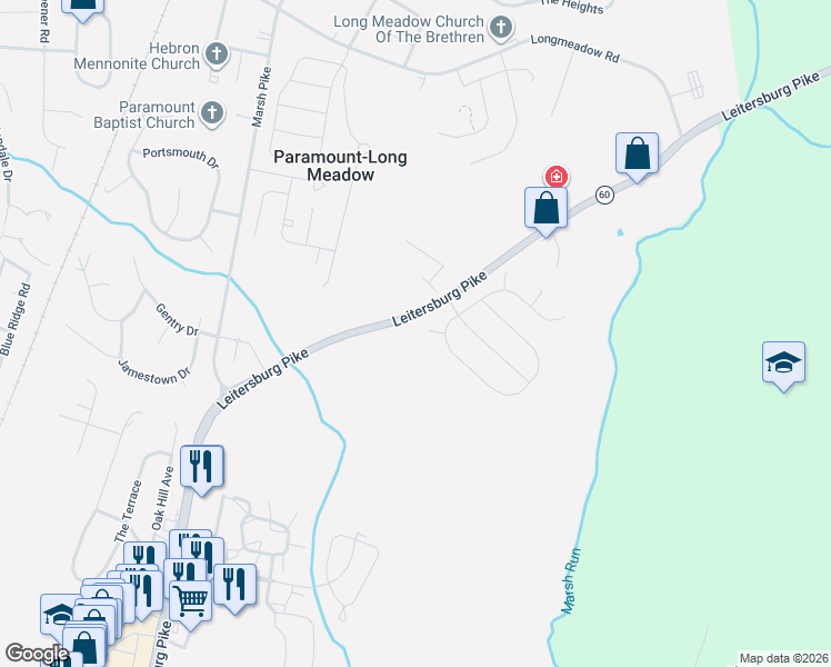 map of restaurants, bars, coffee shops, grocery stores, and more near 13114 Hyacinth Court in Hagerstown