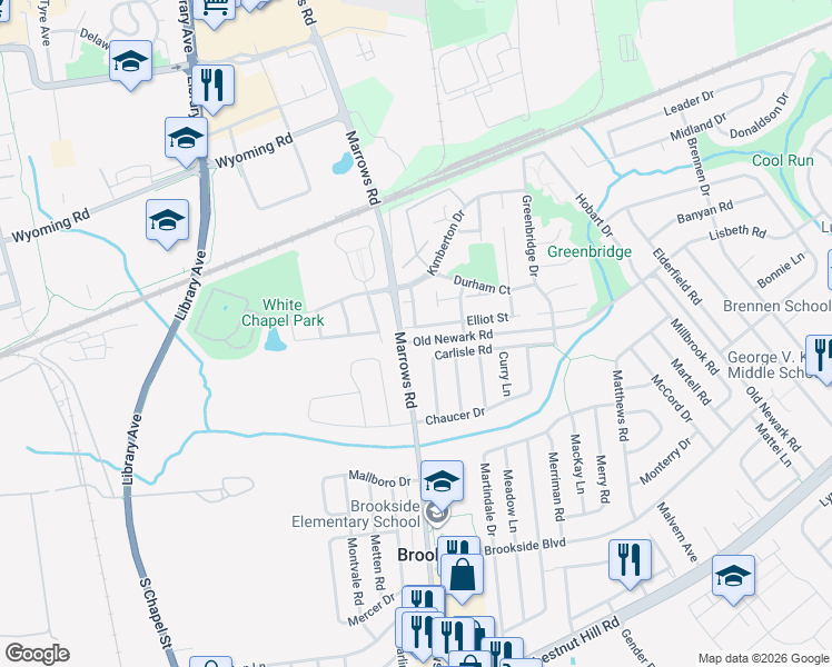 map of restaurants, bars, coffee shops, grocery stores, and more near 14 Fleming Street in Newark