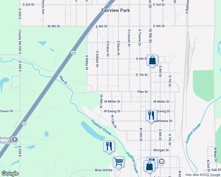map of restaurants, bars, coffee shops, grocery stores, and more near 1279 Pike St in Clinton