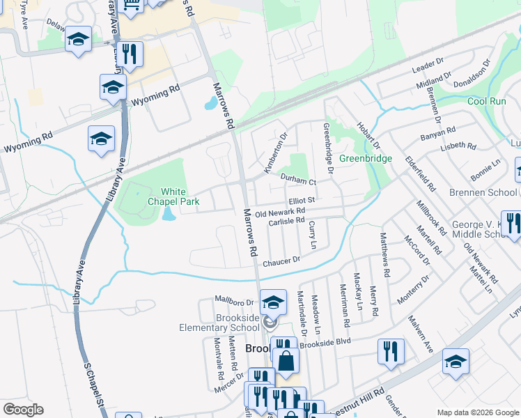 map of restaurants, bars, coffee shops, grocery stores, and more near 14 Fleming Street in Newark