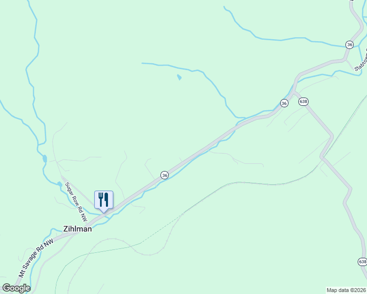 map of restaurants, bars, coffee shops, grocery stores, and more near 17213 Mount Savage Road Northwest in Frostburg