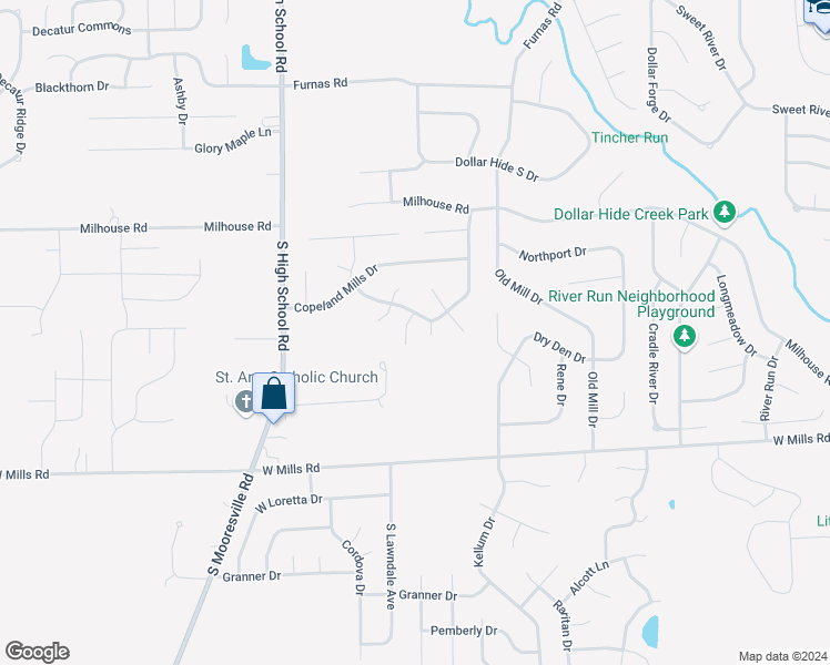 map of restaurants, bars, coffee shops, grocery stores, and more near 6223 Copeland Lakes Lane in Indianapolis