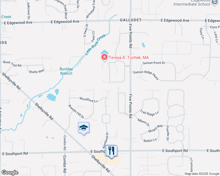 map of restaurants, bars, coffee shops, grocery stores, and more near 6520 Kentland Drive in Indianapolis