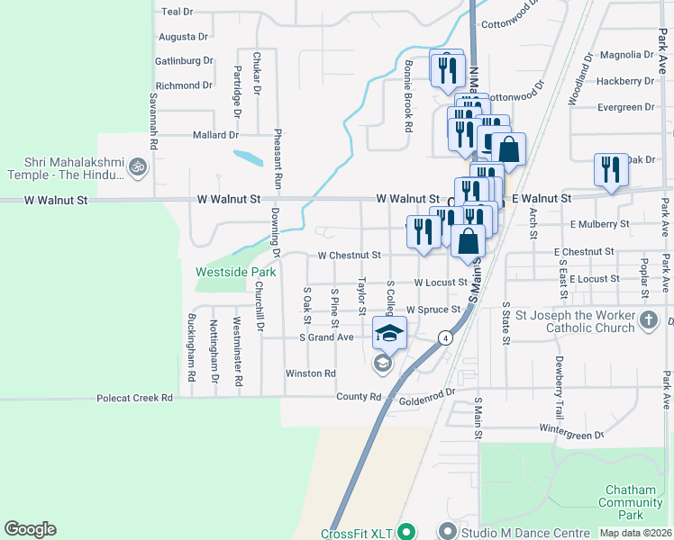 map of restaurants, bars, coffee shops, grocery stores, and more near in Chatham