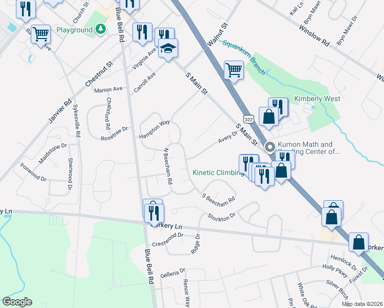 map of restaurants, bars, coffee shops, grocery stores, and more near 905 North Beecham Road in Monroe