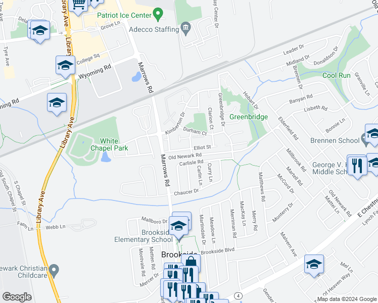 map of restaurants, bars, coffee shops, grocery stores, and more near 48 Fleming Street in Newark