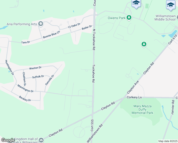 map of restaurants, bars, coffee shops, grocery stores, and more near 385 North Tuckahoe Road in Monroe Township