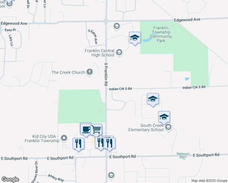 map of restaurants, bars, coffee shops, grocery stores, and more near 6511 Caressa Way in Indianapolis